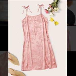 Jacquard Split Hem Cami Dress